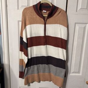 Wiholl Women's Color Block Half-Zip Long Sleeve Tunic Sweater - Size XXL